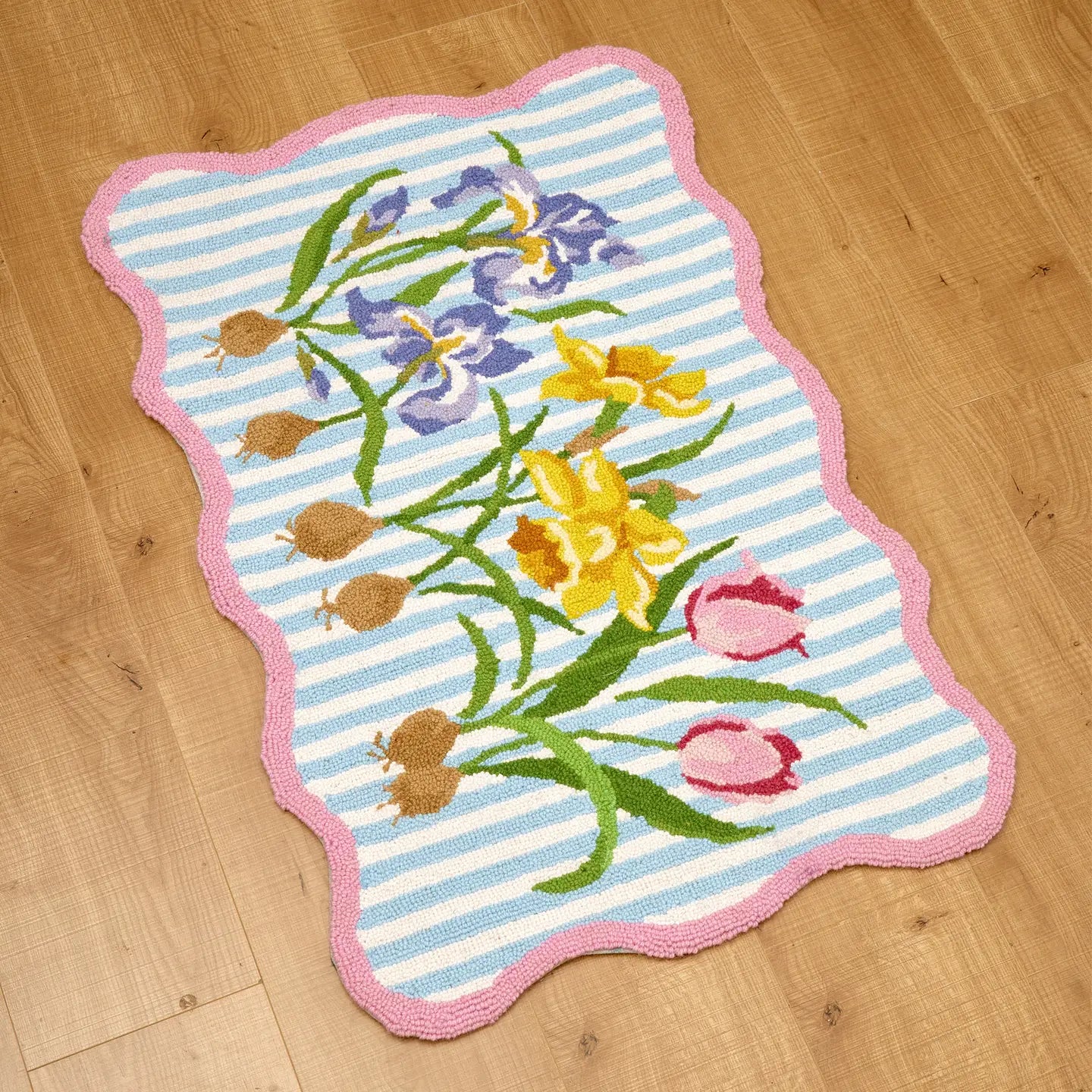 Flower Stripes Hook Rug