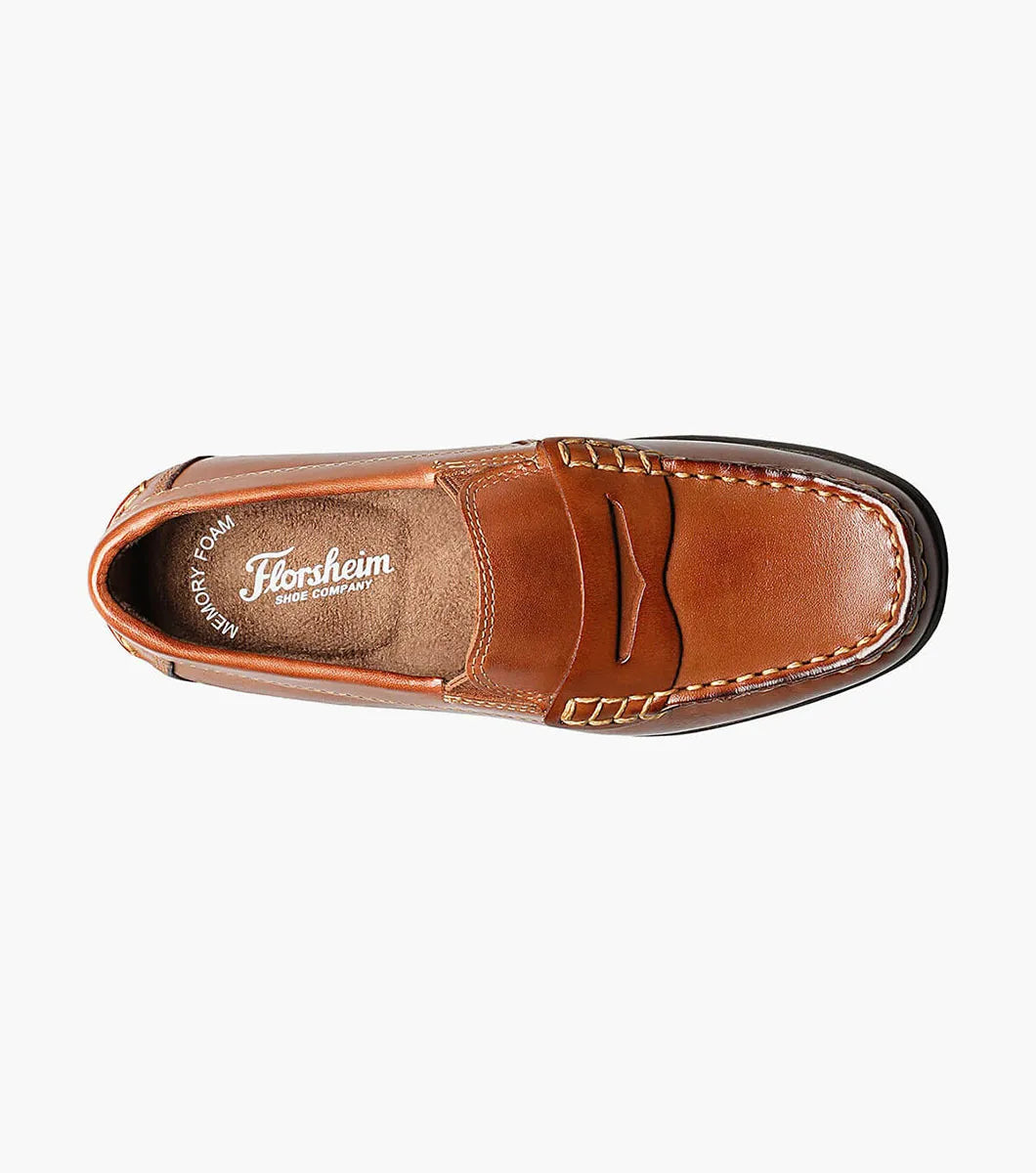 Florsheim | Jasper Jr. Boys Moc Toe Penny Driver in Saddle Tan