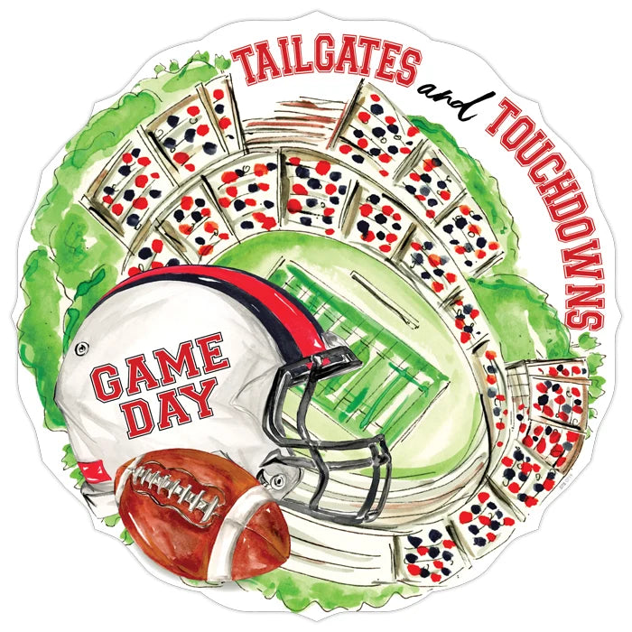 Handpainted Red & Black Tailgates & Touchdowns Posh Die Cut Placemat