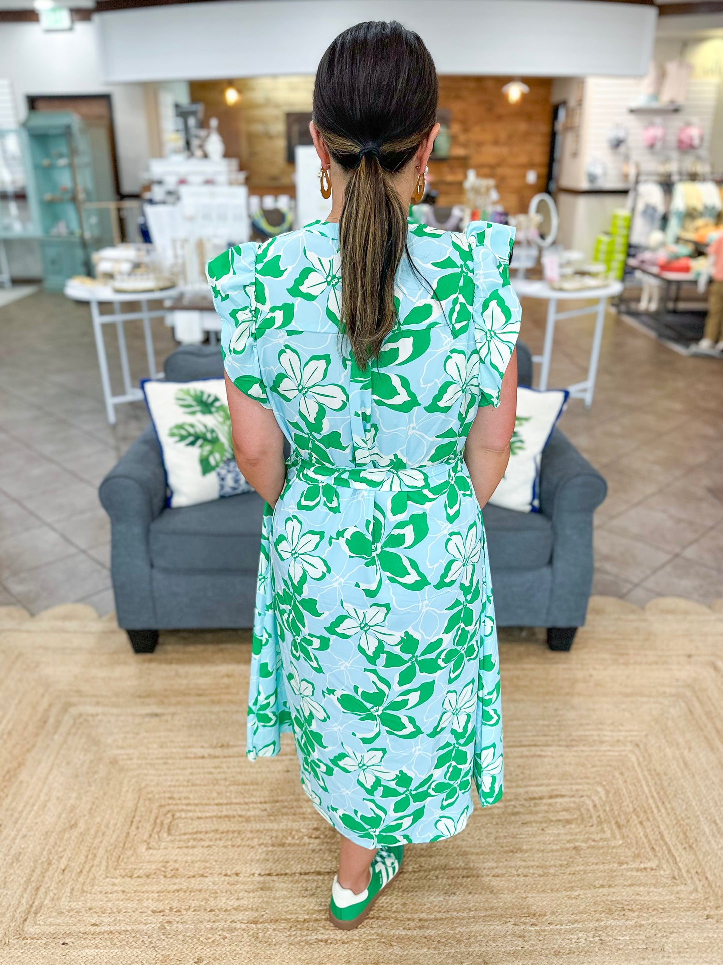Mary Square Jenn Dress | Tropical Bouquet Green