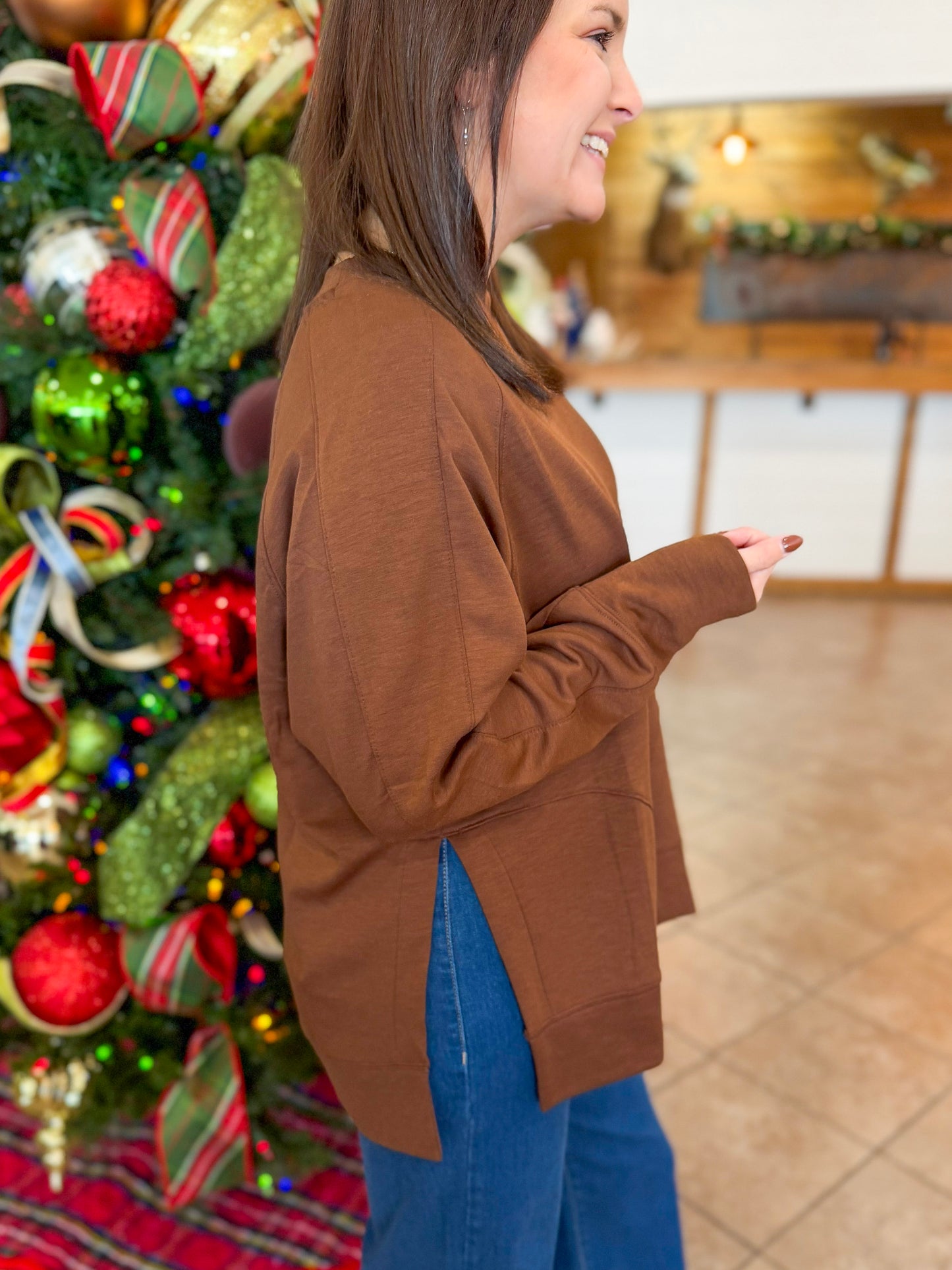 The Sloane Scuba Pullover in Brown