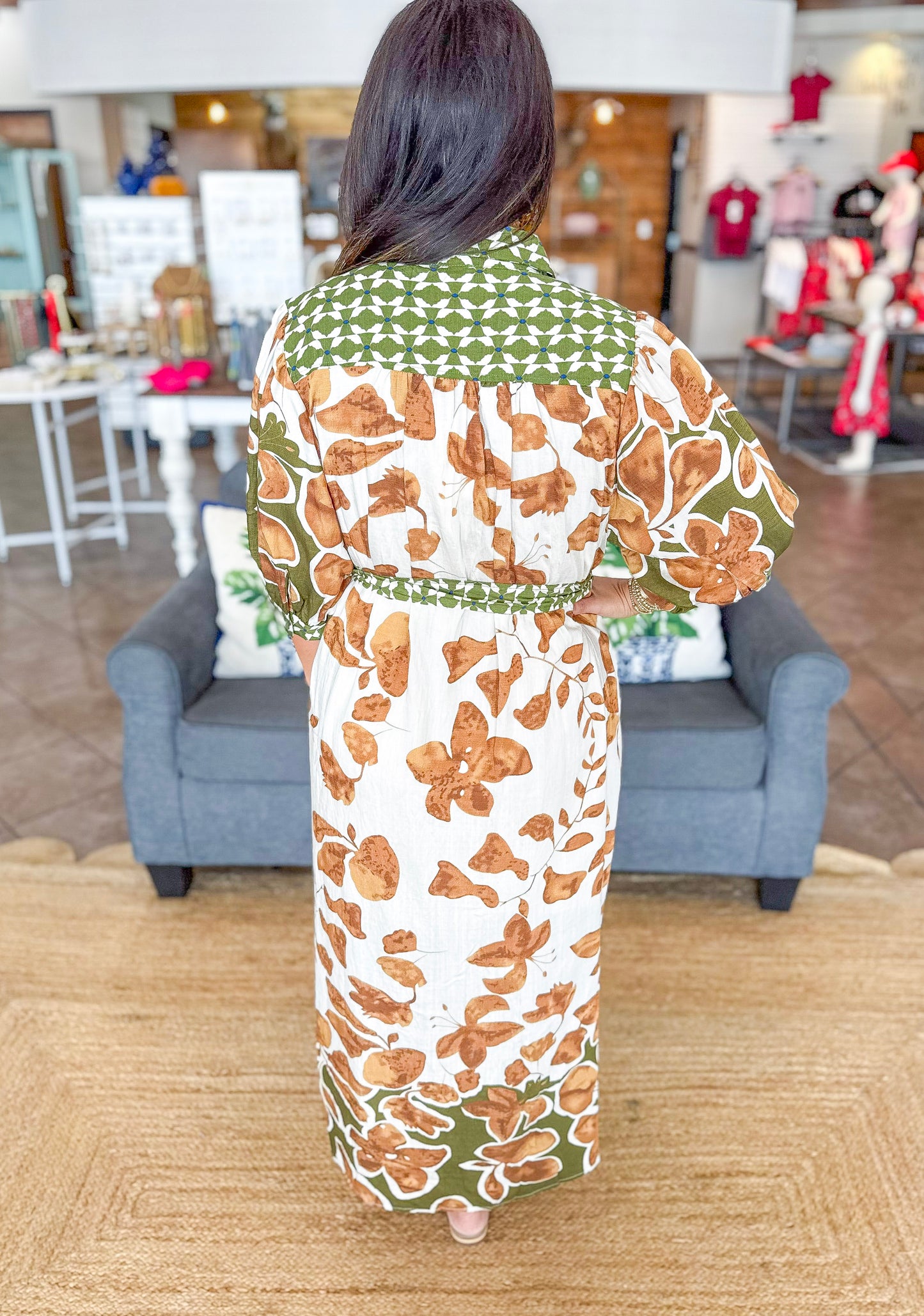 Muted Blooms Midi Dress