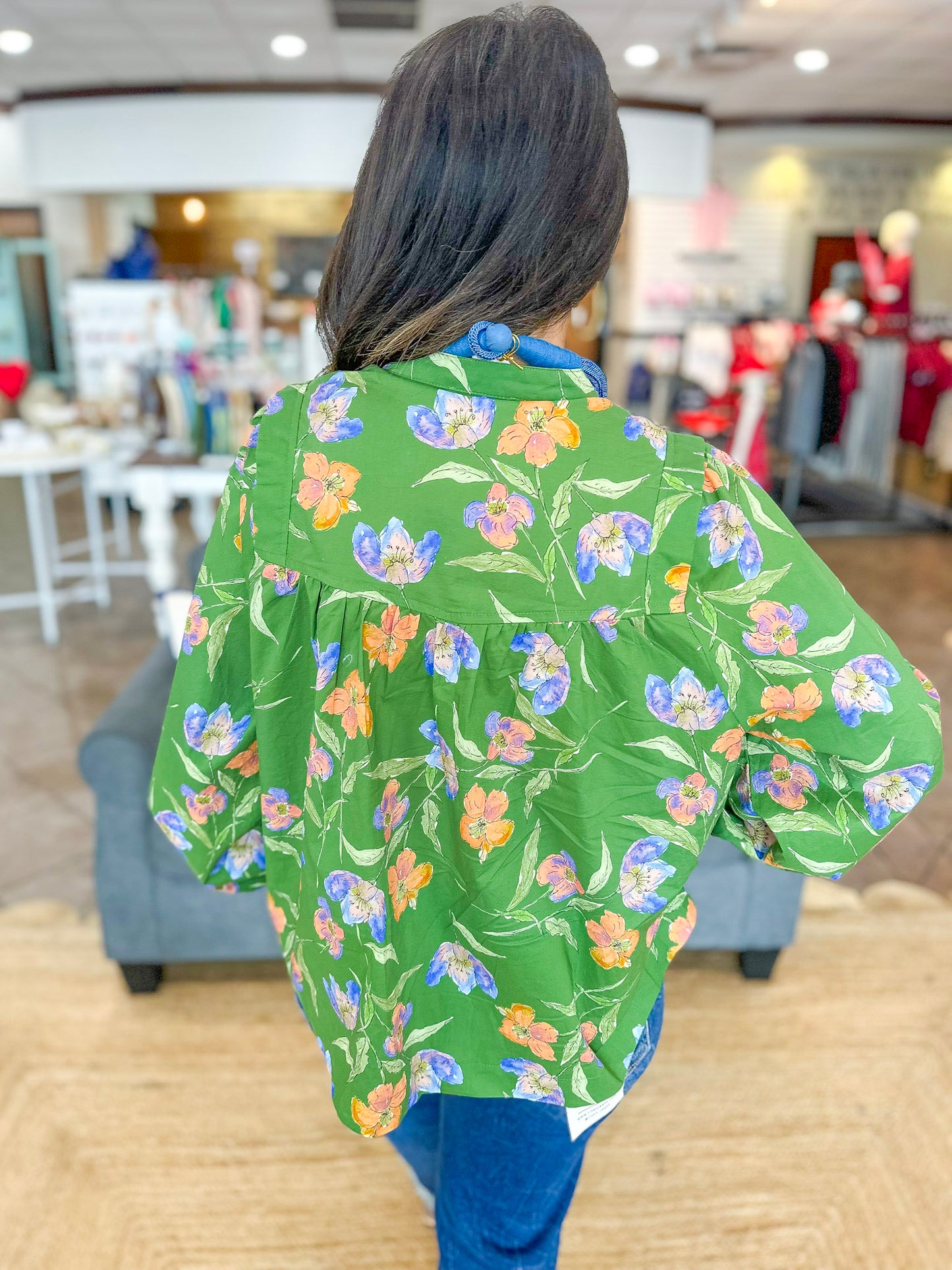 Falling Florals Top in Olive