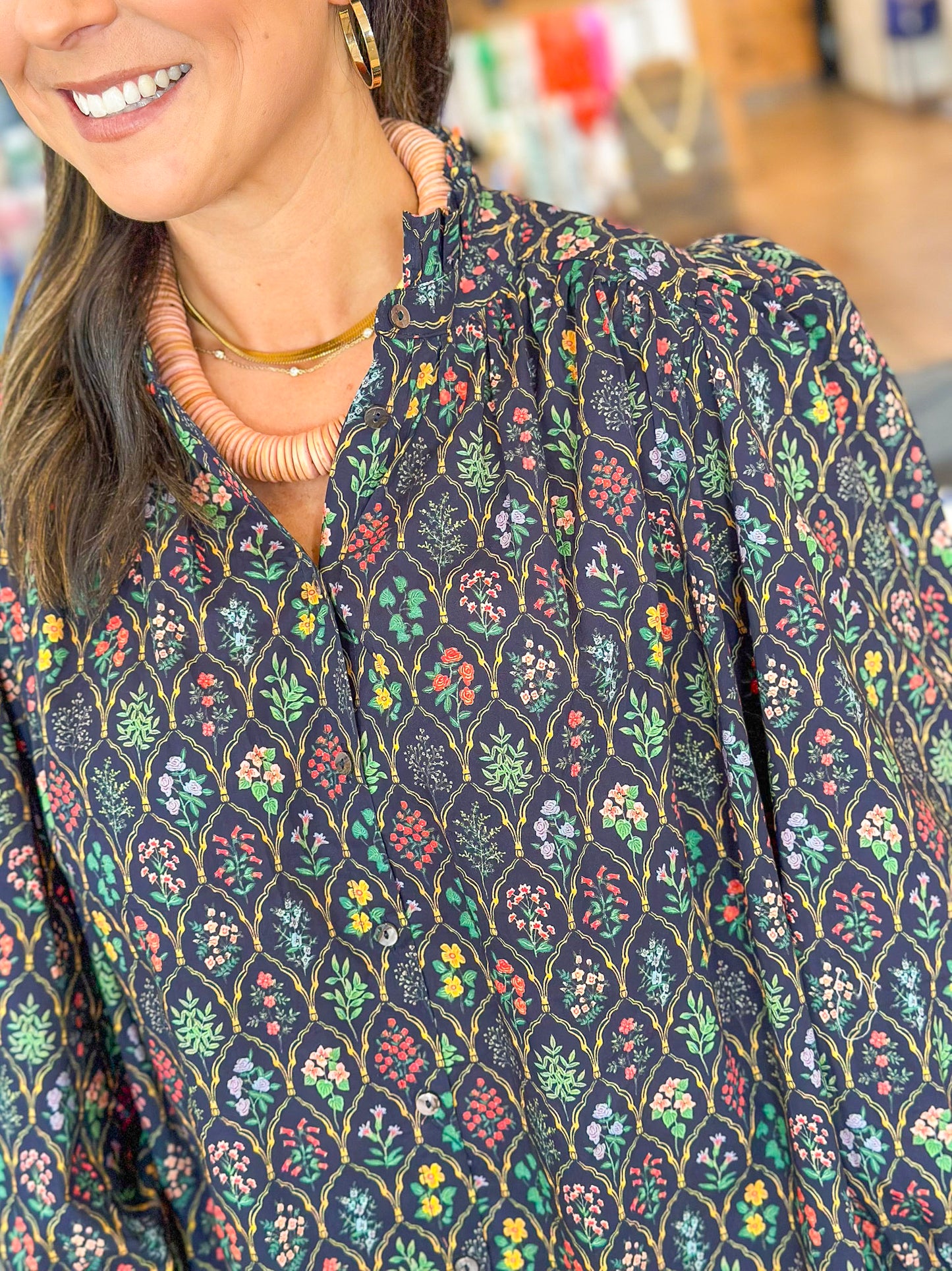 Rosewood Blooms Top in Navy