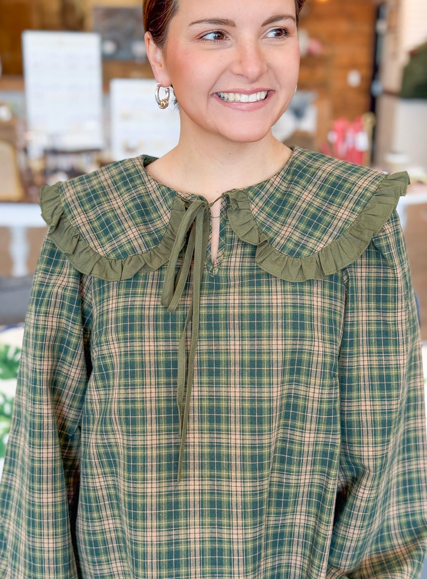 Tartan Season Top in Green