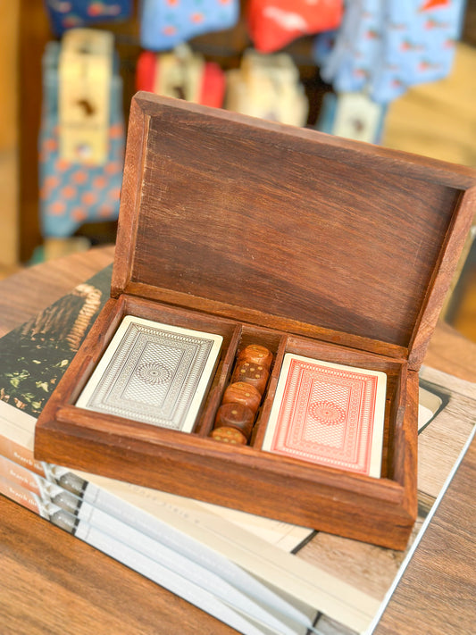 Wood Crafted Playing Card/Dice Game