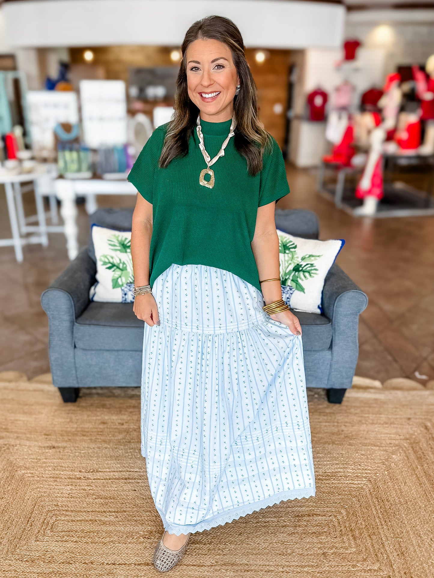 Karlie Floral Stripe Maxi Skirt