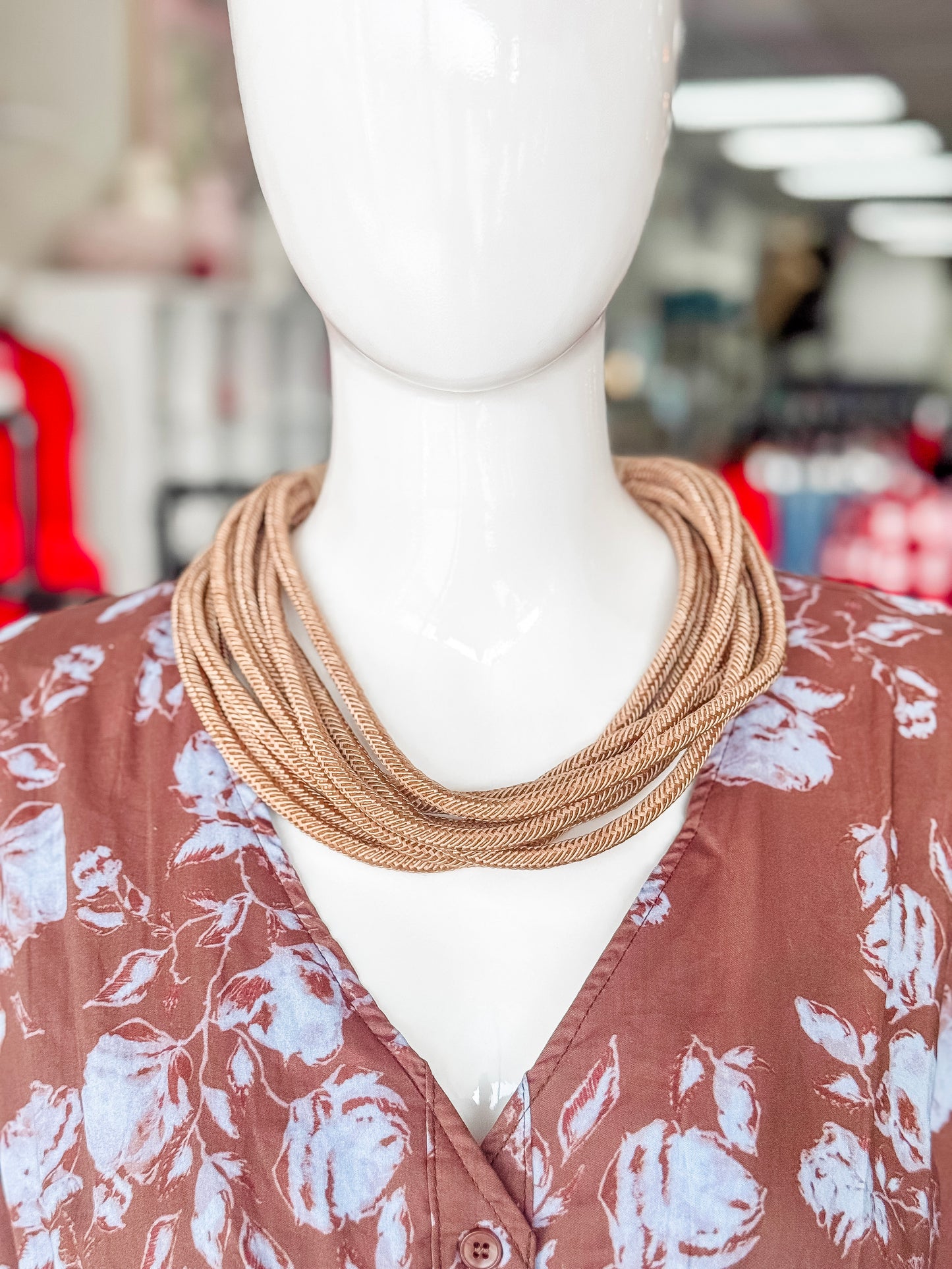 Lilly Slub Rope Necklace in Caramel