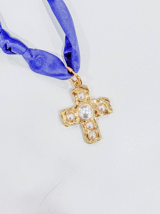 The Pearl and Gold Cross Charm