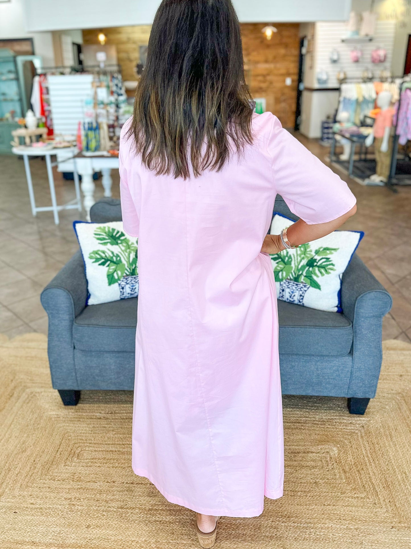 Adrienne Audrey Midi Dress in Pink