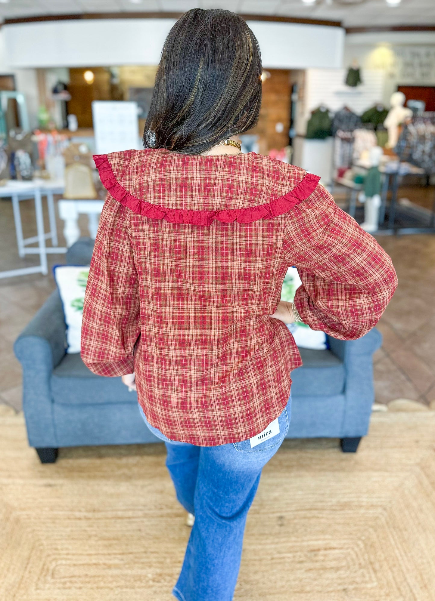 Tartan Season Top in Rust