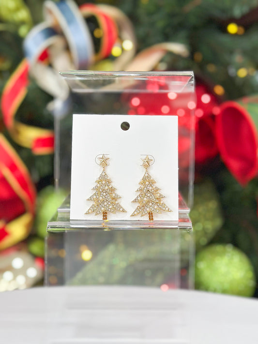 Christmas Tree Drop Earrings in Clear