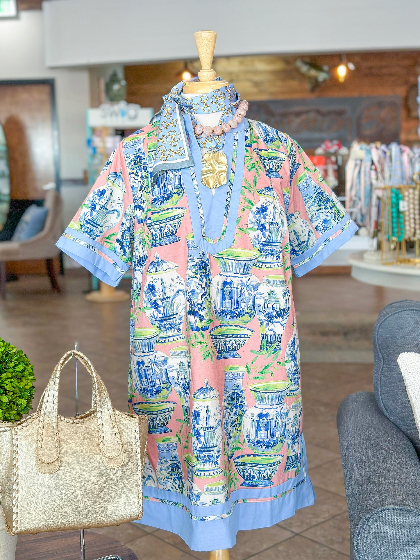 The Canton Dress in Coral