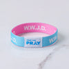 Tap to Pray Wristband - WWJD Pink & Blue