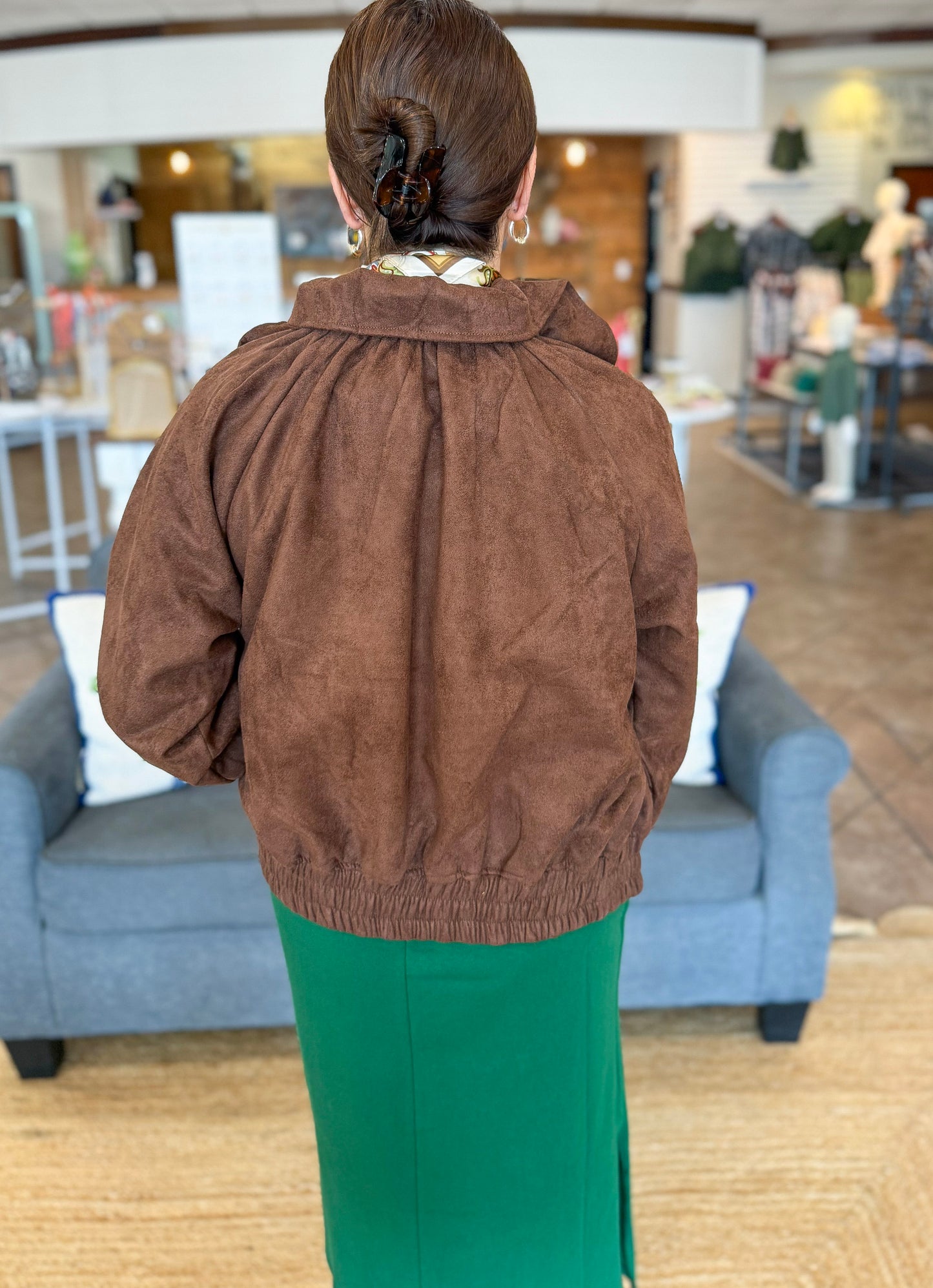The Westwood Suede Zip Jacket in Chocolate