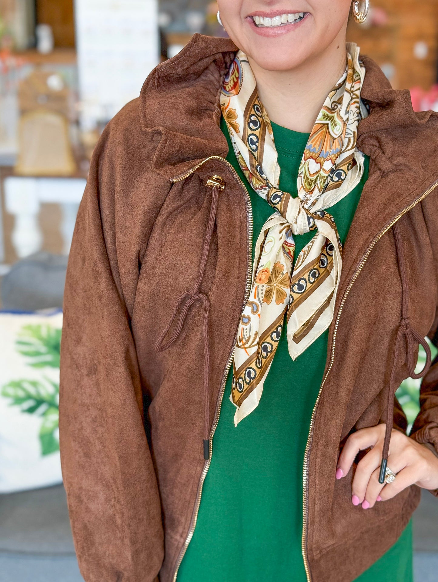 The Westwood Suede Zip Jacket in Chocolate