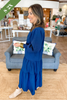 The Lennon Tiered Midi Dress in Navy