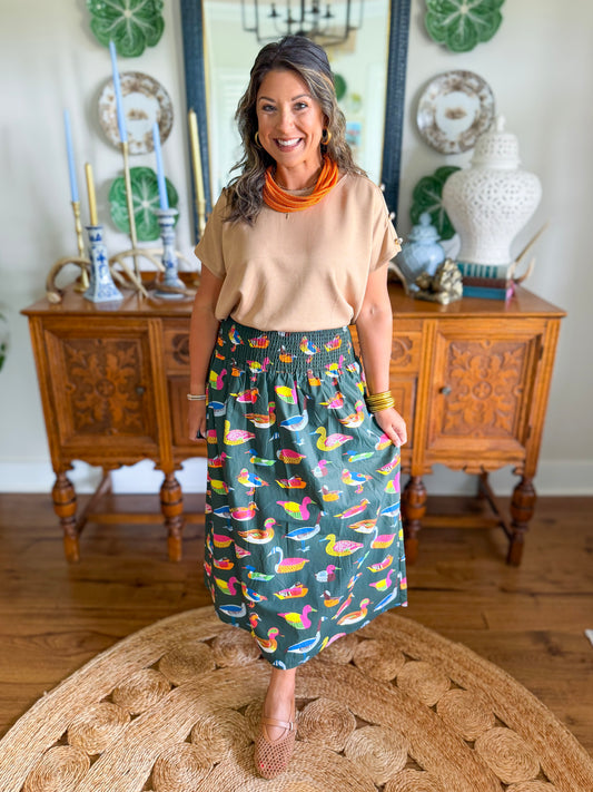 Caryn Lawn | Sutton Duck Skirt in Olive