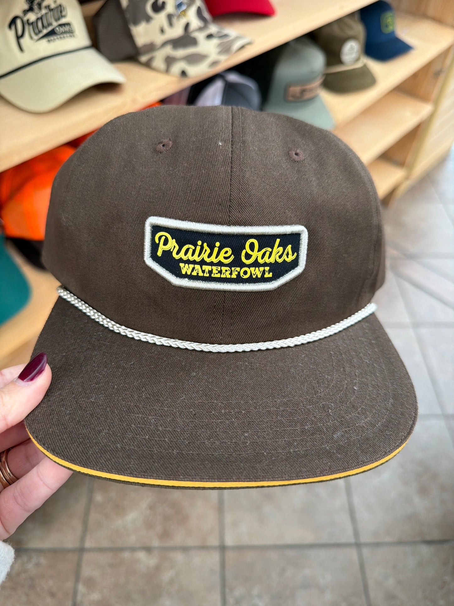 Cursive Patch Rope Hat in Olive