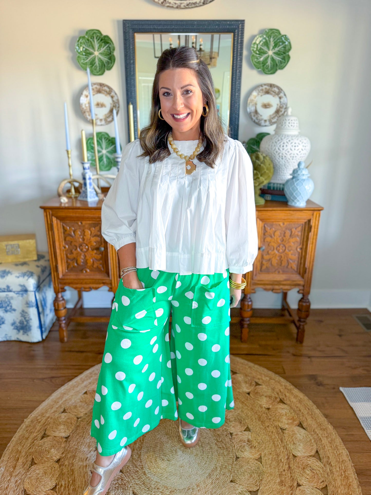 The Timeless Dot Pants in Green