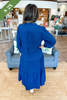 The Lennon Tiered Midi Dress in Navy