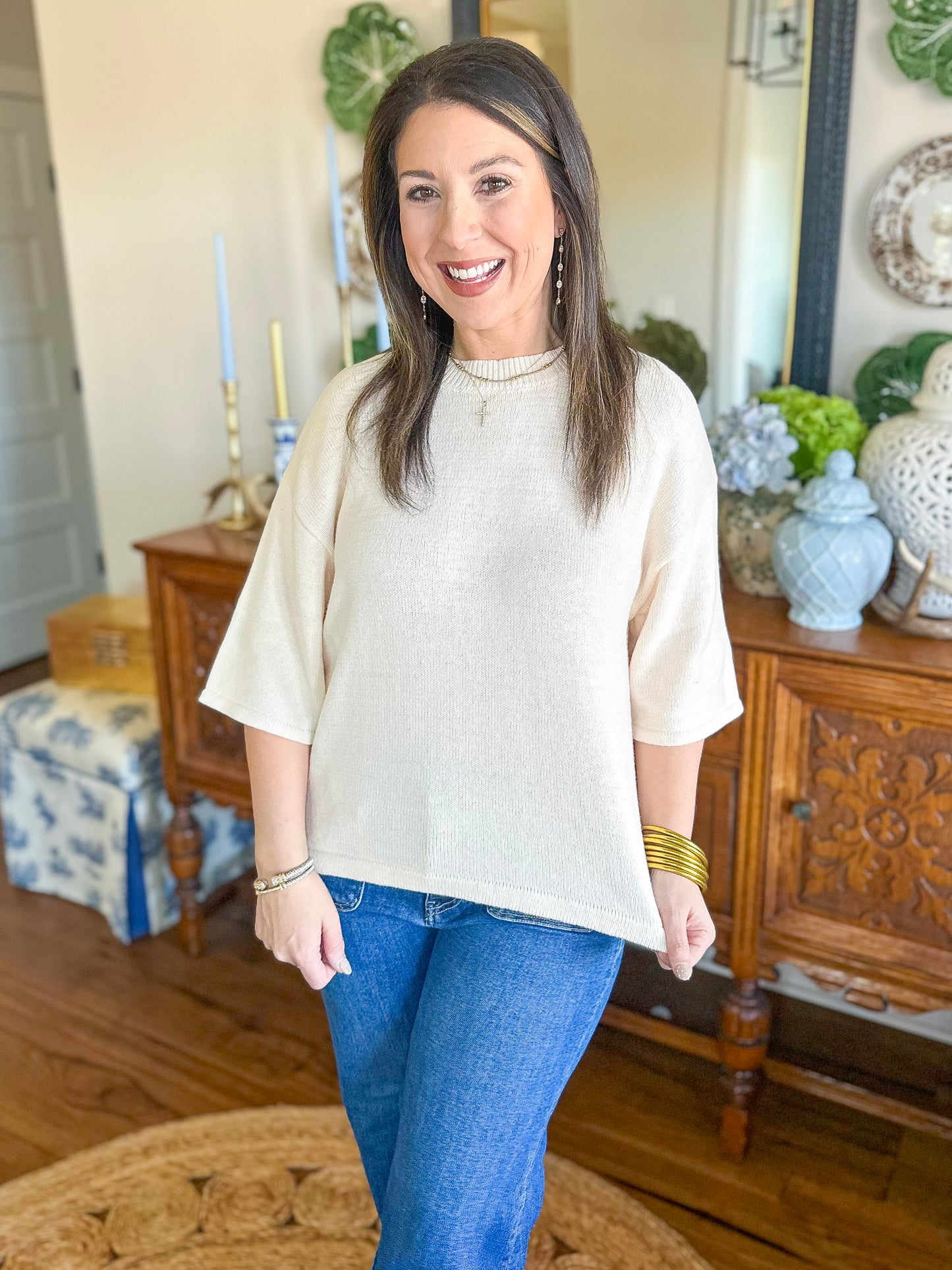 The Maren Knit Top in Cream