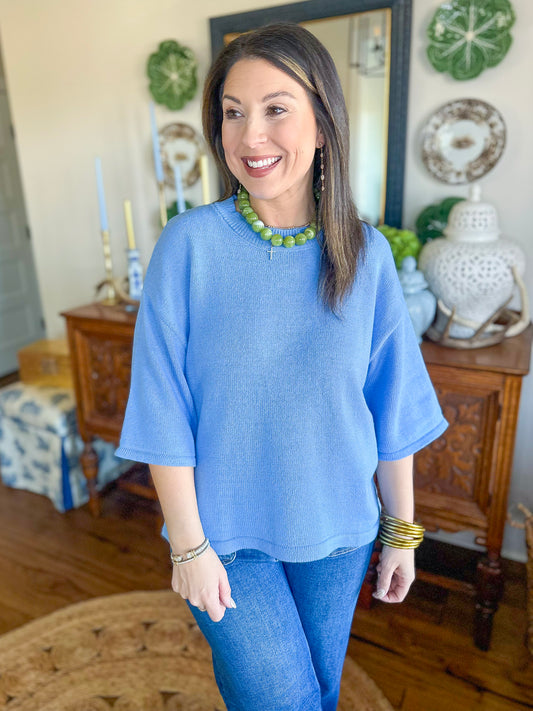The Maren Knit Top in Chambray