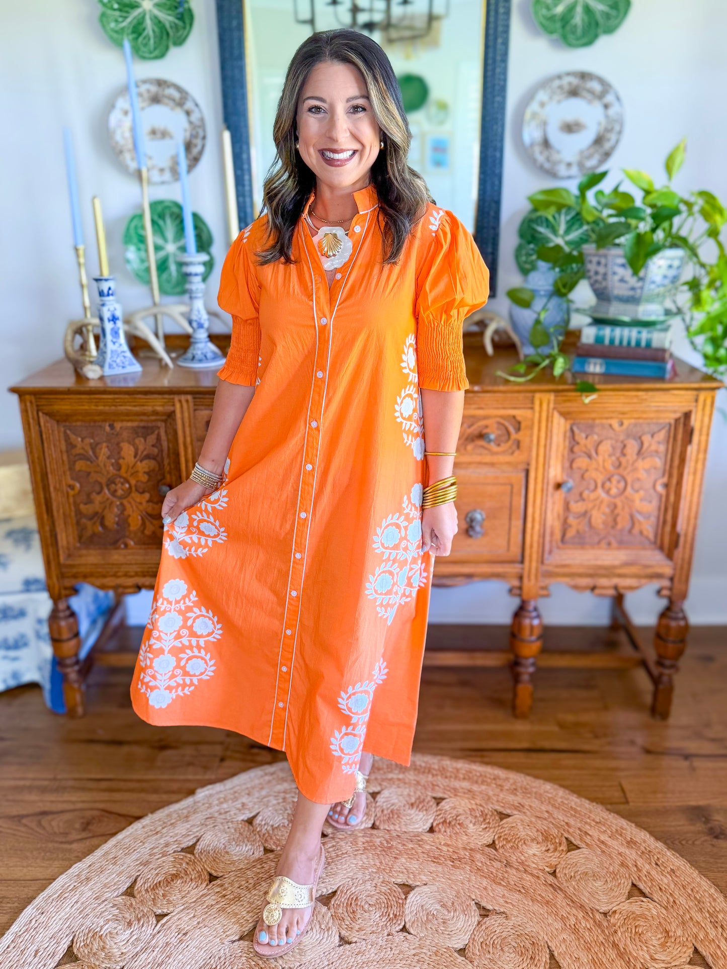 Victoria Dunn Kiawah Dress in Tangerine