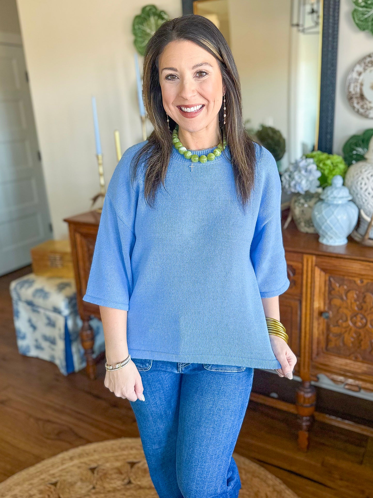 The Maren Knit Top in Chambray