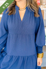 The Lennon Tiered Midi Dress in Navy