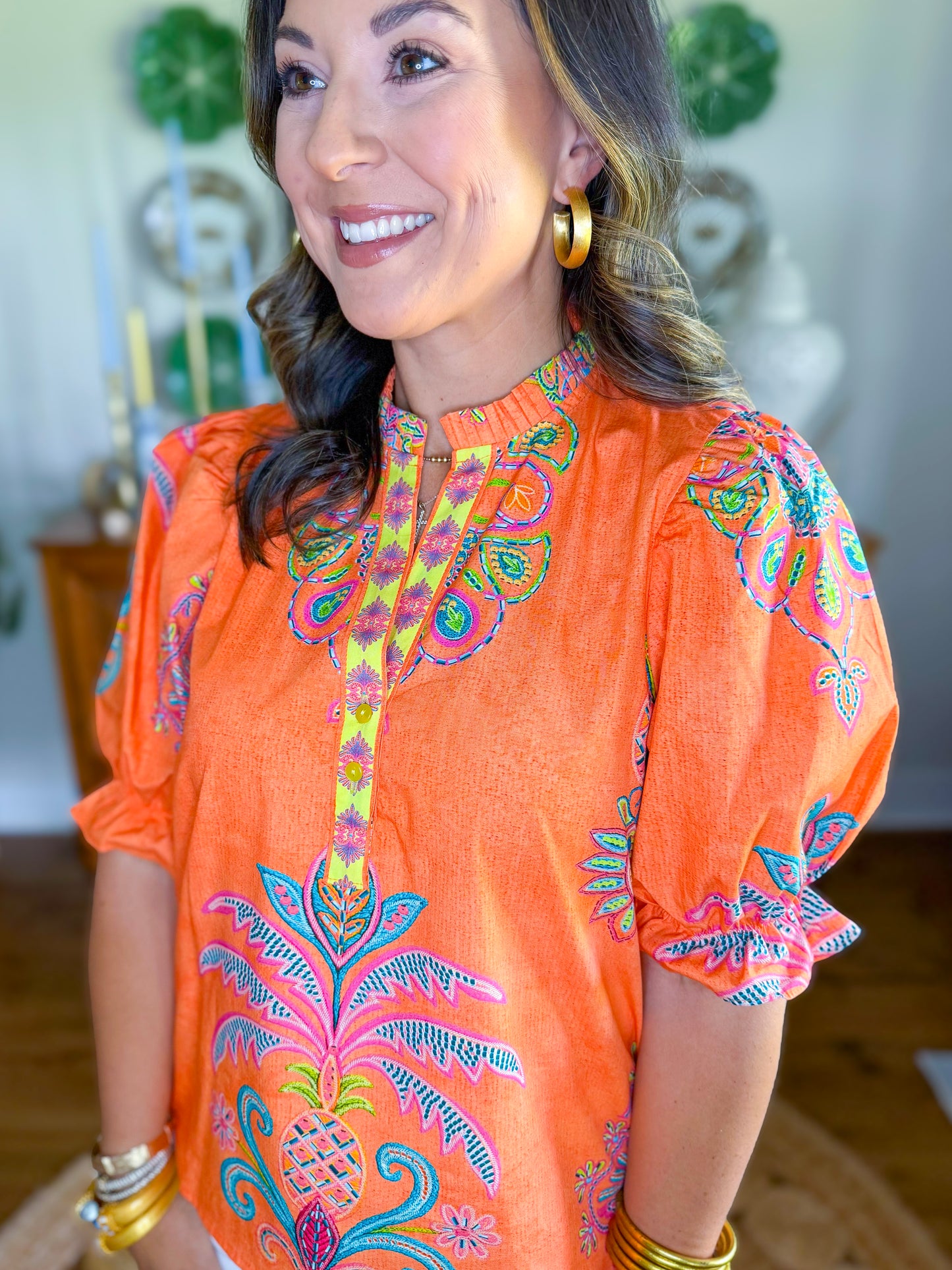 Amy Top in Apricot Filigree