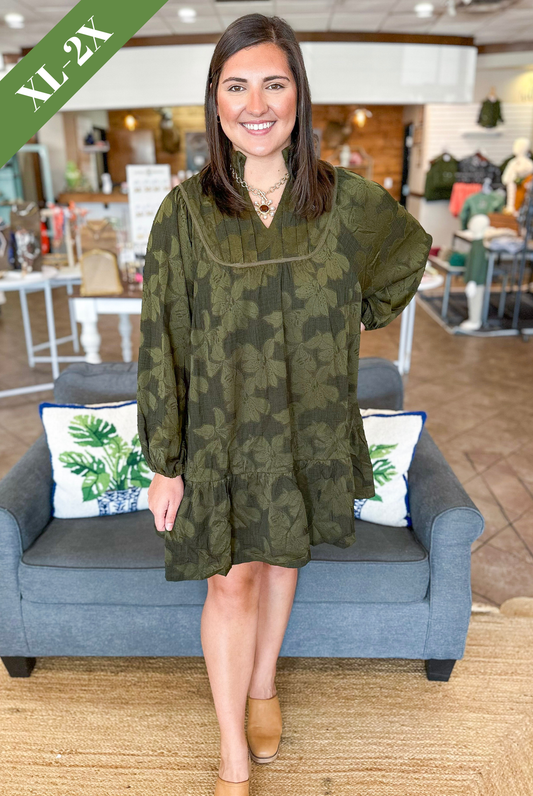 Harvest Chic Mini Dress in Olive