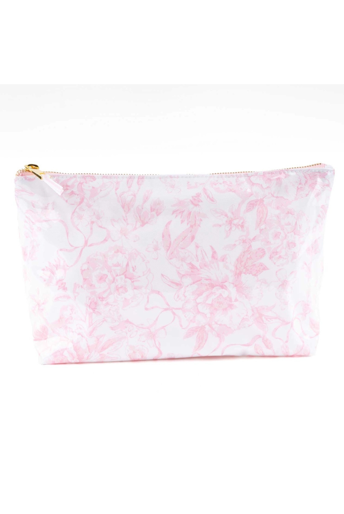 Pink Bow Toile Clear Coated Travel Cosmetic Bag