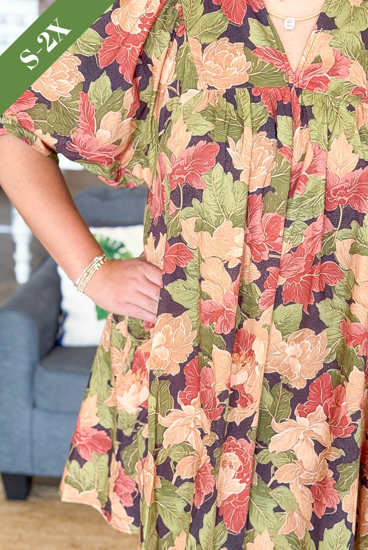 Golden Blooms Mini Dress