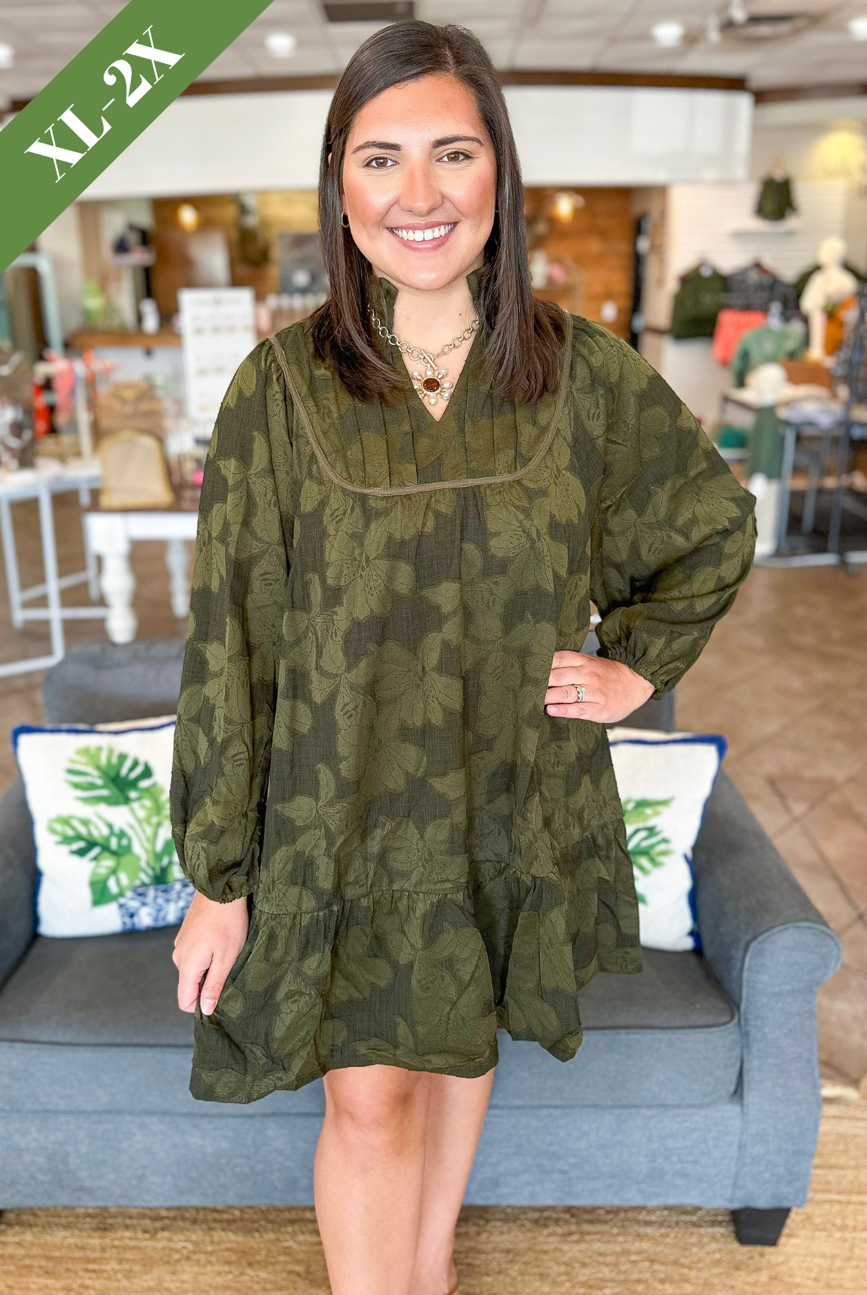 Harvest Chic Mini Dress in Olive