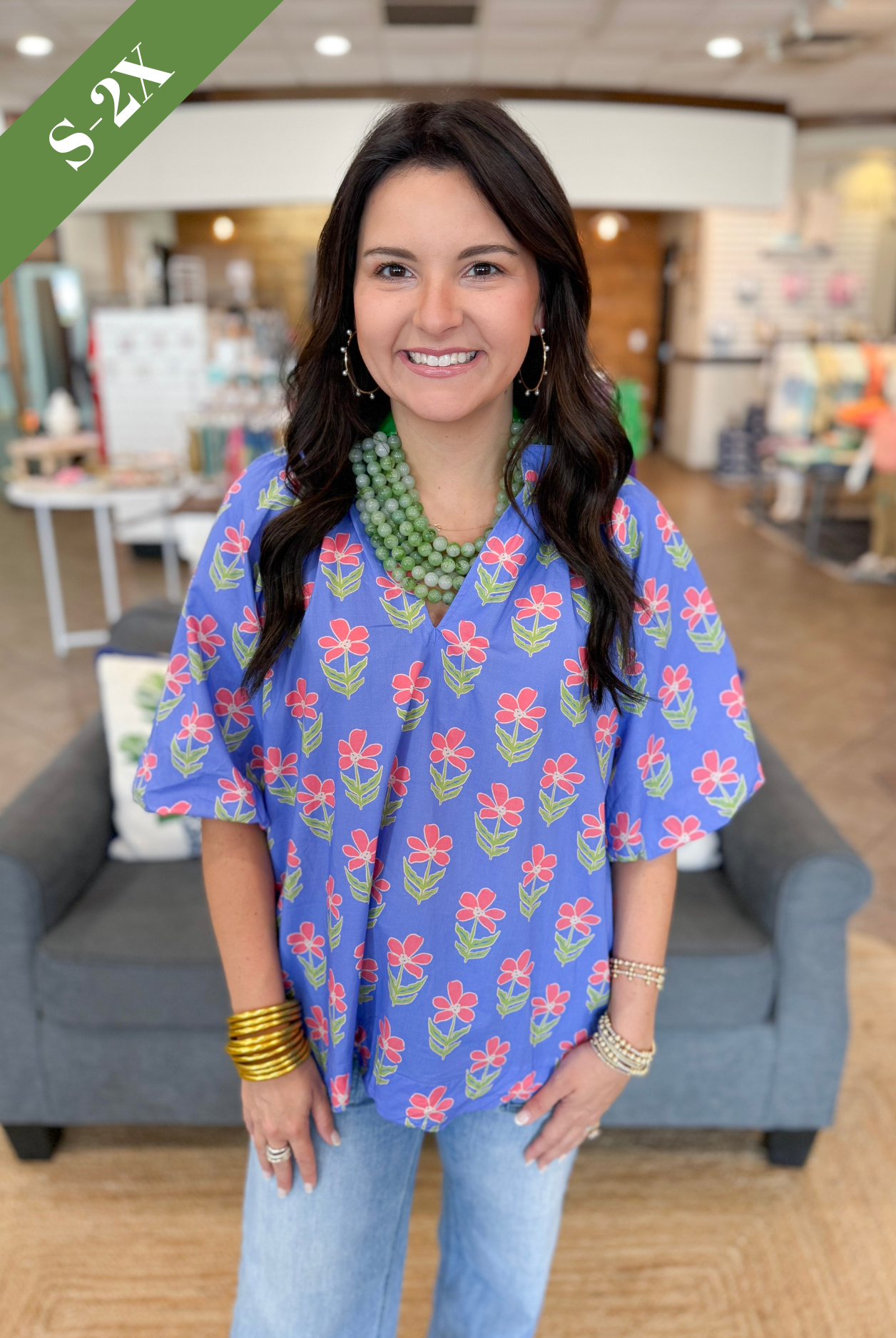 Summer Moments Floral Top in Periwinkle