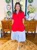 Caryn Lawn | Millie Colorblock Dress Red and Blue
