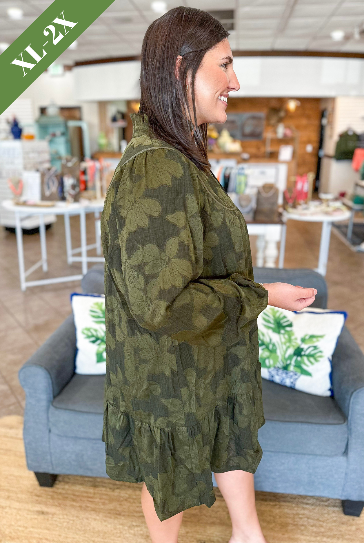 Harvest Chic Mini Dress in Olive