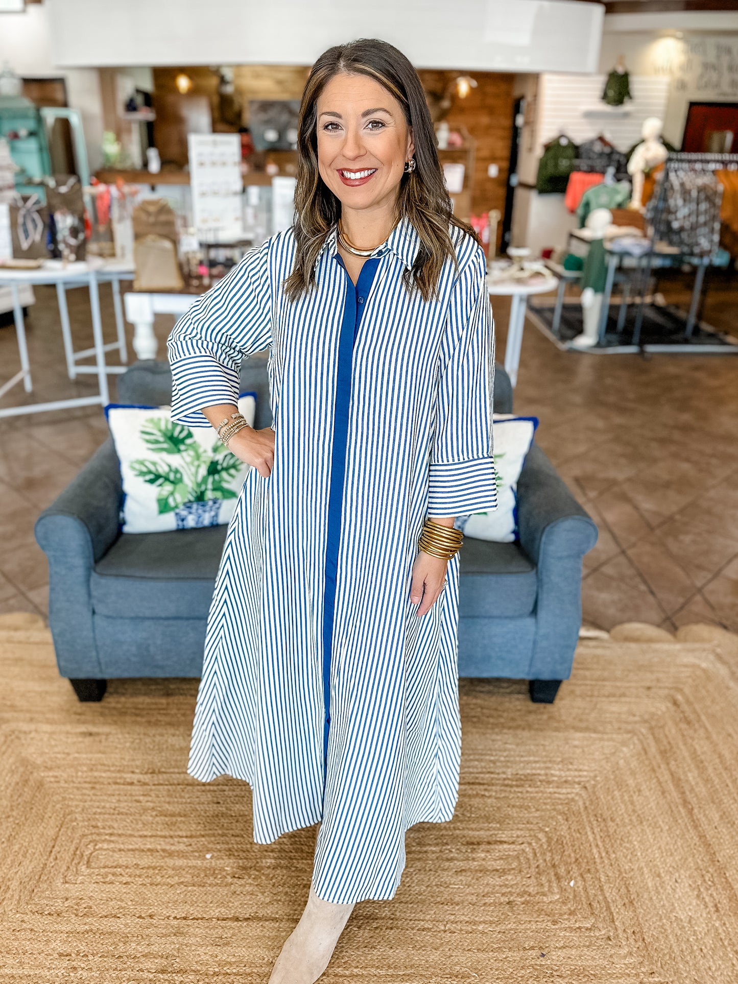 Autumn Lines Maxi Dress in Navy