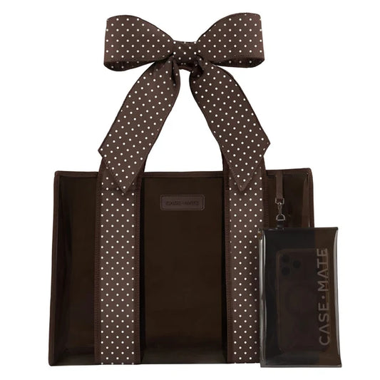 Casemate | Jelly Bow Tote in Espresso Polka Dot Bow