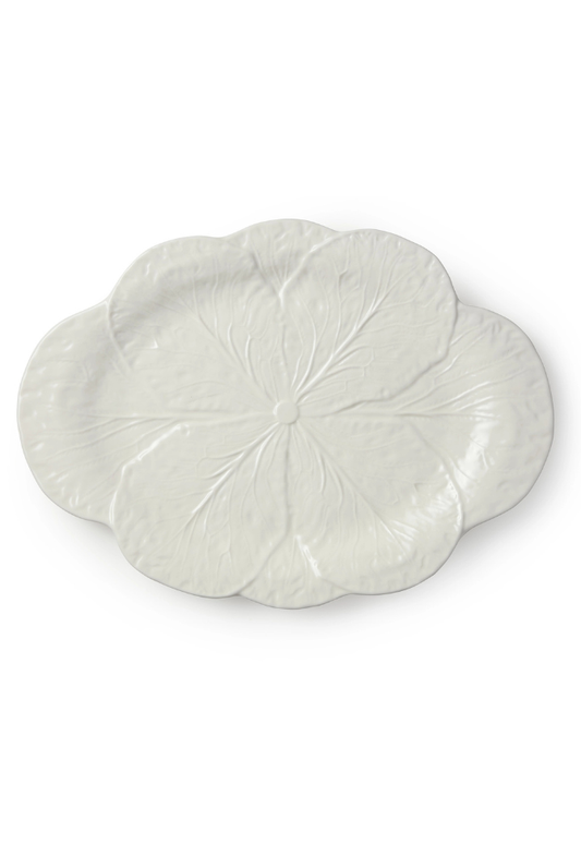 Le Jardin Cabbage 3-D Oval Platter in White