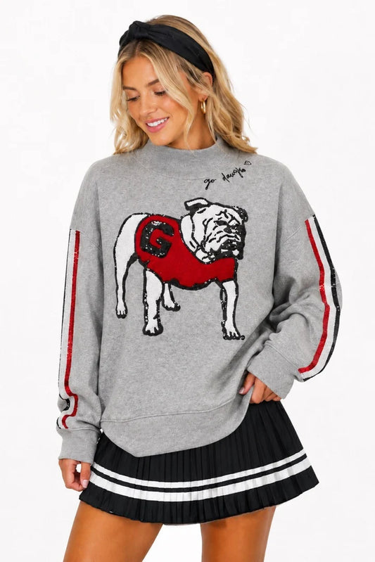 Brianna Cannon | Georgia Mock Neck Sequin Stripe Sweatshirt