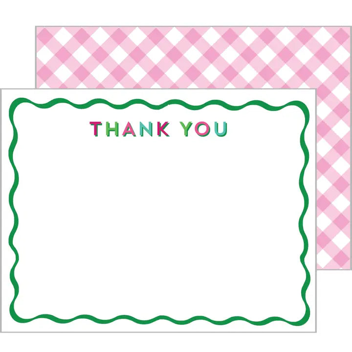 Flat Notecard | Green Scallop "Thank You"