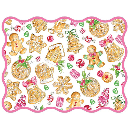 Gingerbread Cookies Pattern Pink Posh Die-Cut Placemats