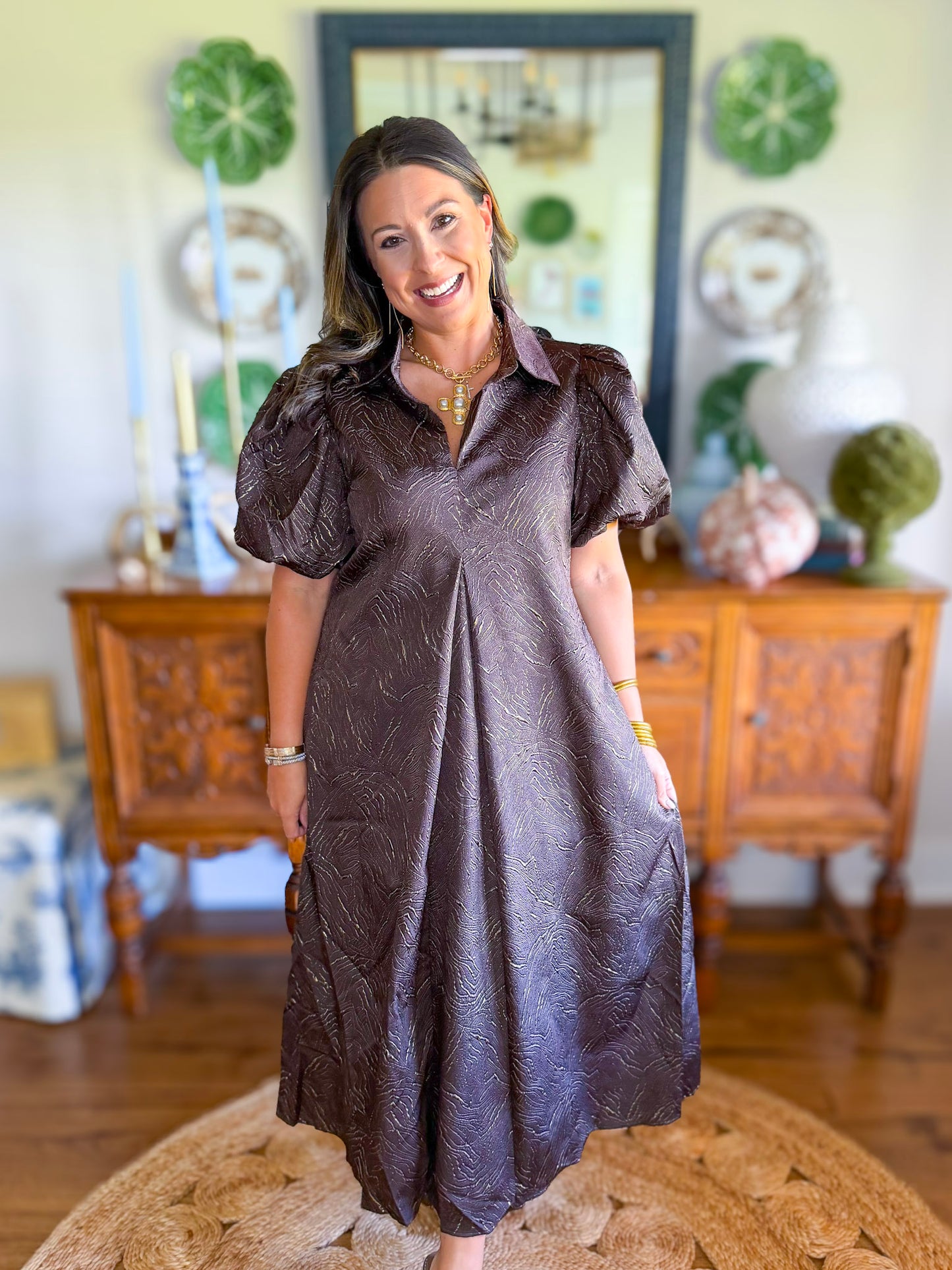 Delaney Textured Midi Dress