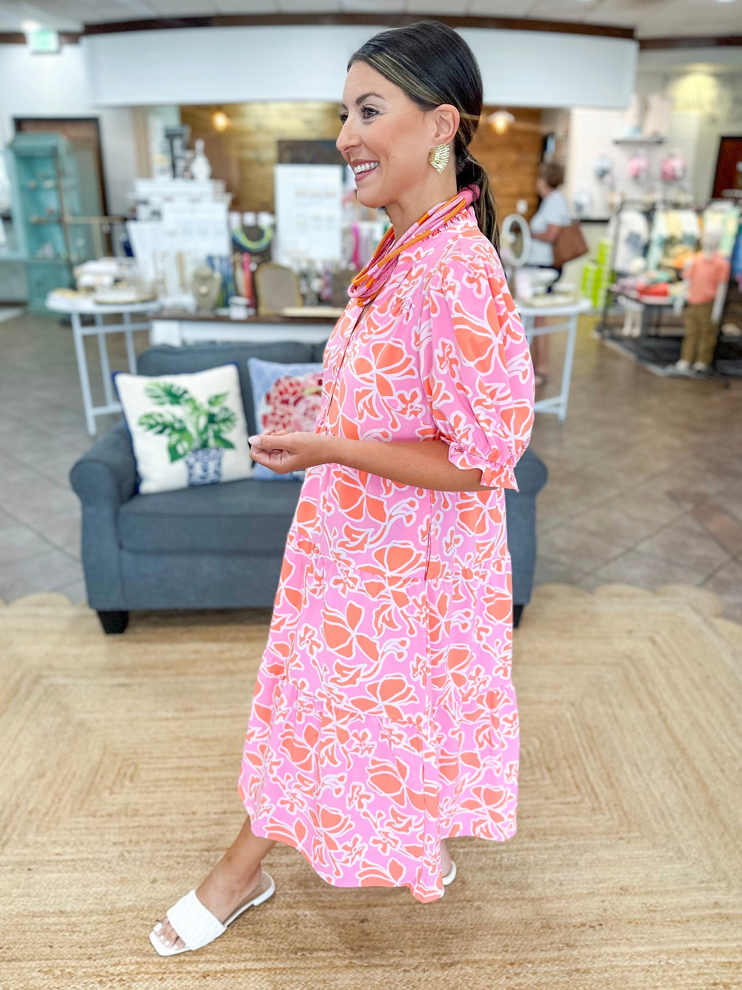 Mary Square Evie Dress | Blossom Breeze Coral