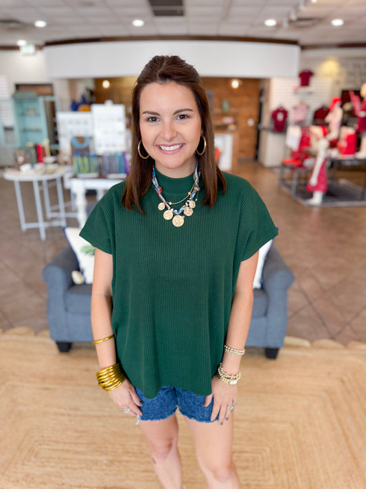 Woven In Warmth Sweater Top in Green