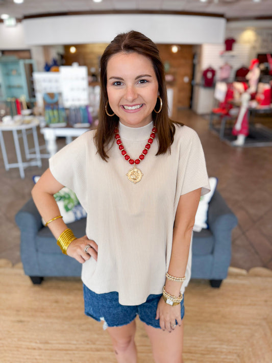 Woven In Warmth Sweater Top in Sand