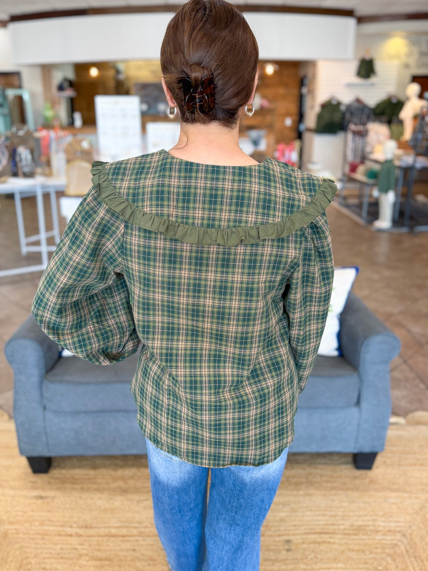 Tartan Season Top in Green