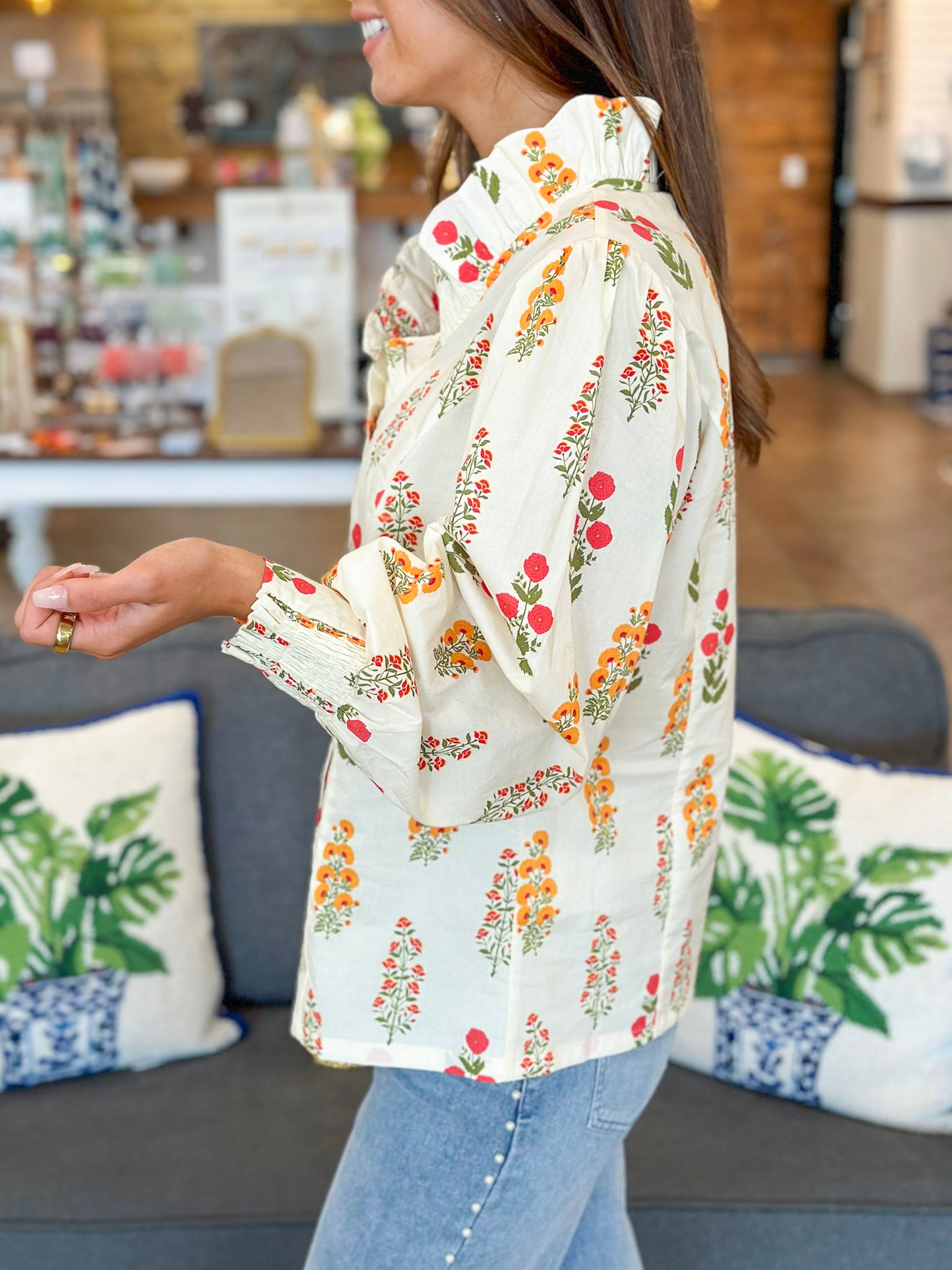 Summer to Remember Floral top in Ivory
